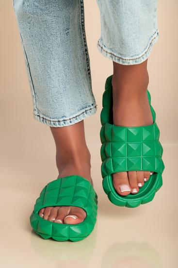Sandalai plačiu dirželiu, žalios spalvos