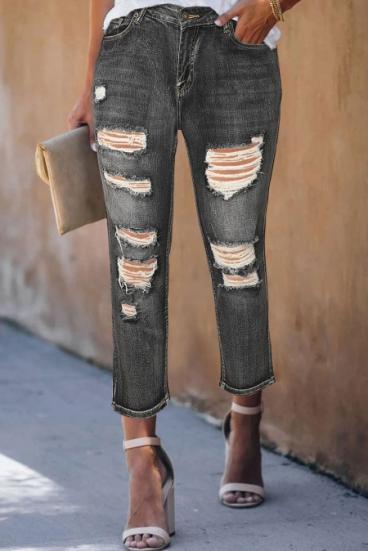 Carmel Ripped Fashion Straight Jean, juodas