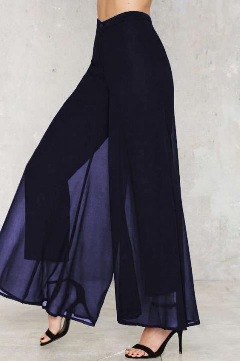 Elegantiškos ilgos kelnės Veronna, tamsiai mėlynos