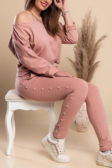 Kyla Pink Imitation Pearl sportinio kostiumo komplektas
