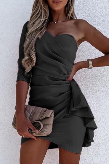 Elegantiška mini suknelė su raukšleliu Ricaletta, juoda