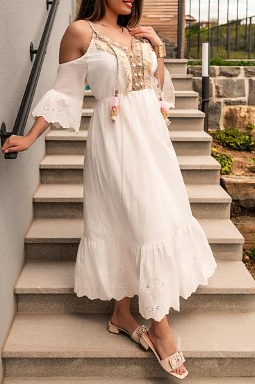 Maxi vasarinė suknelė su Fioranna siuvinėjimu, balta