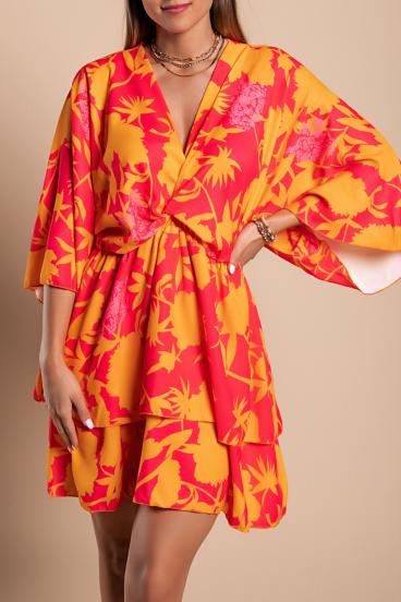 Elegantiška suknelė su raštu Amasena, oranžinė