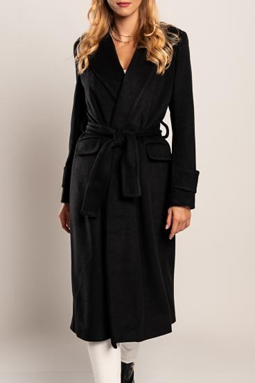 Elegantiškas ilgas paltas Canossa, juodas