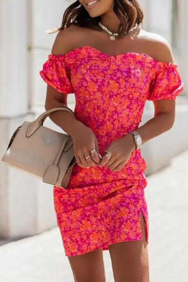 Elegantiška mini suknelė su raštu Corvetta, oranžinė