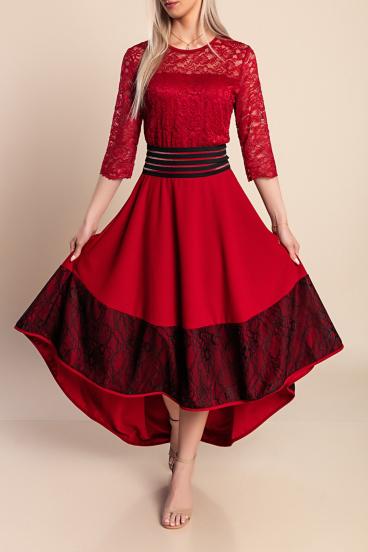 Elegantiška suknelė su nėriniais Bianca, bordo