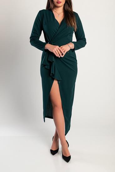 Elegantiška 3/4 rankovių plaukiojanti suknelė ''Brynlee'', tamsiai žalia