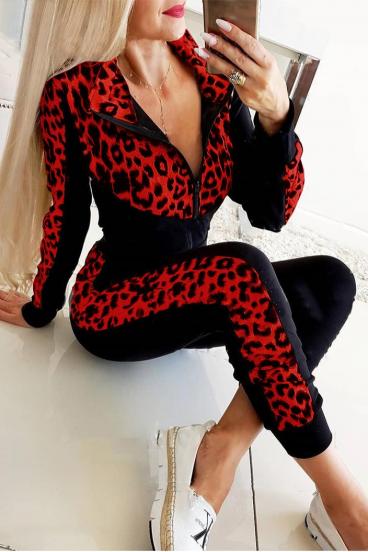 Sportinio kostiumo komplektas su leopardo raštu "Segovia", raudonas