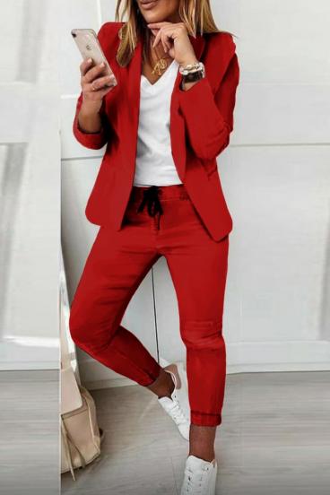 Elegantiškas paprastas kelnių kostiumas ''Estrena'', raudonas