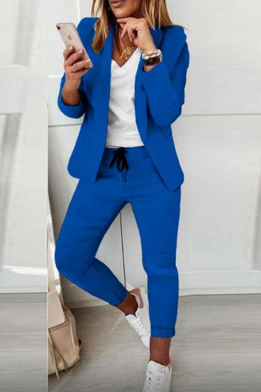 Elegantiškas paprastas kelnių kostiumas ''Estrena'', mėlynas