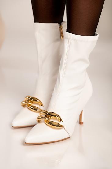 Elegantiški batai su dekoratyvine detale "Pias", balti