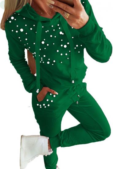 Sportinis kostiumas su karoliukais "Tinsely", žalias
