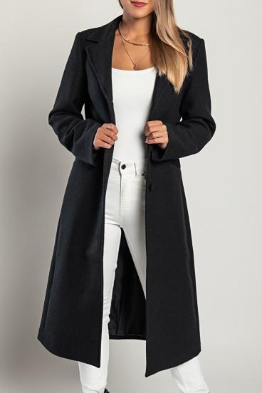 Elegantiškas ilgas paltas, juodas