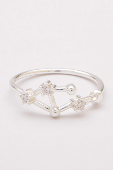 Sidabrinis žiedas su dekoratyviniais deimantais, ART502 LIBRA, sidabro spalvos