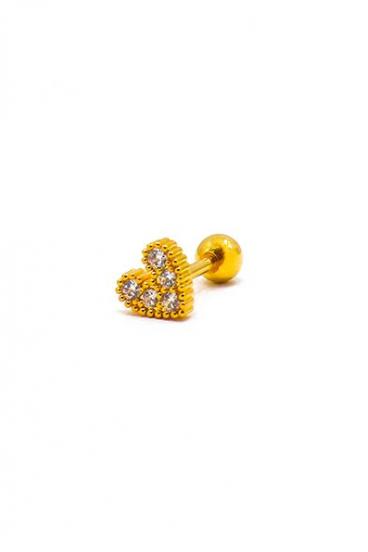 Mini elegantiškas širdies formos auskaras, ART1008, aukso spalvos