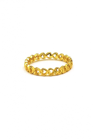 Žiedas iš mini širdelių, ART1024, aukso spalvos
