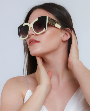 Dviejų spalvų kombinuoti akiniai nuo saulės, ART2175, juodai balti