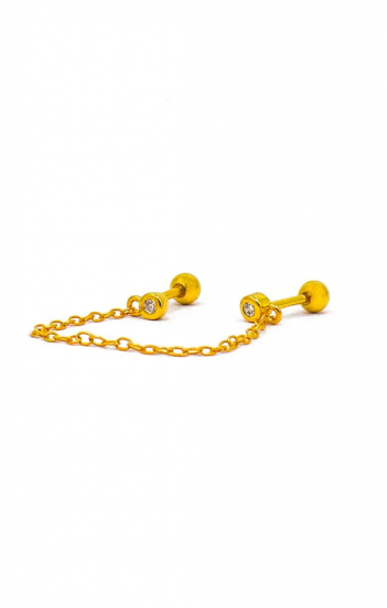 Elegantiškas mini auskaras su grandinėle, ART860, aukso spalvos