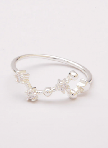 Sidabrinis žiedas su dekoratyviniais deimantais, ART494 - BIK, sidabro spalvos