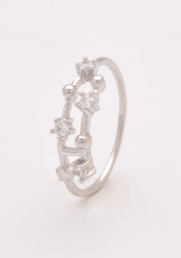 Sidabrinis žiedas su dekoratyviniais deimantais, ART495 - FOREST, sidabro spalvos