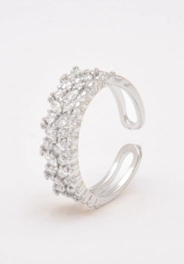 Žiedas su kalnų krištolais, ART568, sidabro spalvos