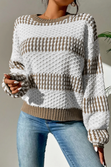Dviejų spalvų derinio megztinis, įvairiaspalvis