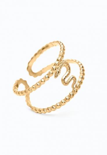 Elegantiškas žiedas su gyvatės motyvu, aukso spalvos