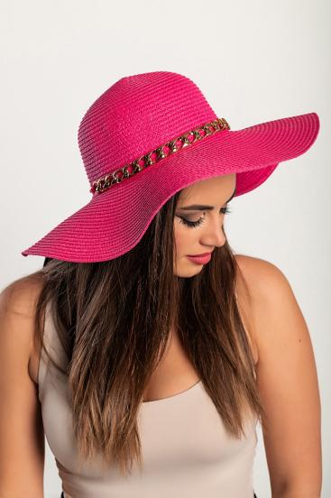 Madinga kepurė su dekoratyvine grandinėle, rožinė