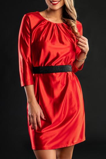 Elegantiška mini suknelė iš satino imitacijos, raudona