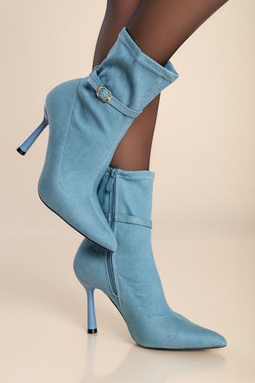 Džinso imitacijos aukštakulniai batai, šviesiai mėlyni