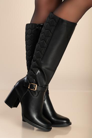 Elegantiški batai su dygsniuota detale, juodi