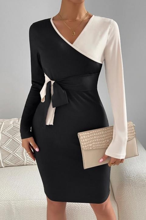 Elegantiška suknelė dviejų spalvų derinio, balta ir juoda