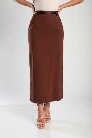 Elegantiškas midi sijonas, rudas