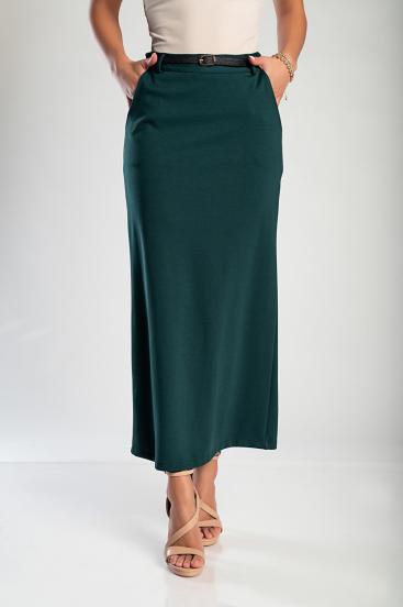 Elegantiškas midi sijonas, tamsiai žalias