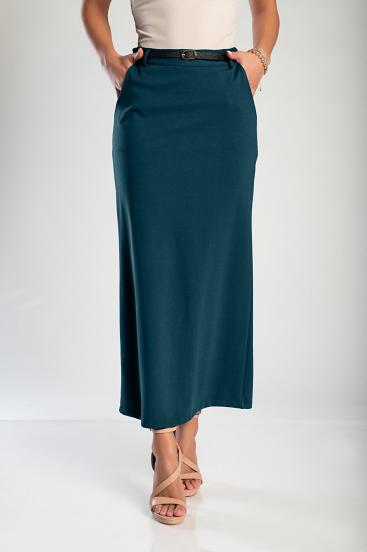 Elegantiškas midi sijonas, benzininės spalvos