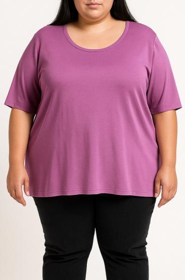 Apvalia kaklelio marškinėliai, violetiniai