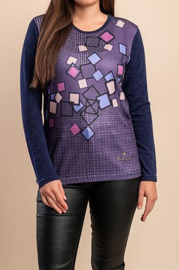Atspausdintas megztinis, violetinis