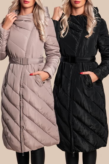 2 ilgi dygsniuoti paltai, juoda/fango