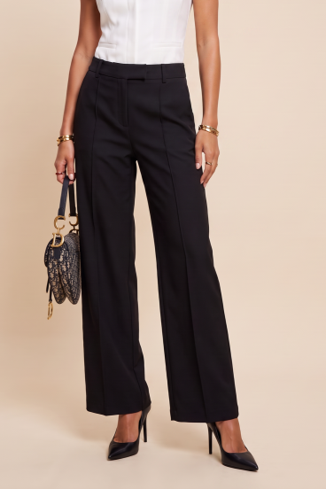 Elegantiškos plačios kelnės „Soft Wide“, juodos