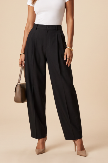 Elegantiški barelio formos kelnės „Tailored Barrel“, juodos